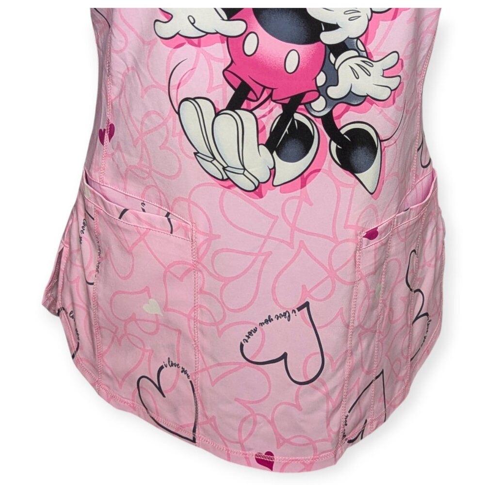 Cherokee Infinity Love You More Pink Disney Mickey & Minnie Mouse Scrub Top Sm - Picture 4 of 14